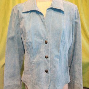 Light Blue Women's Suede Leather Jacket Size L